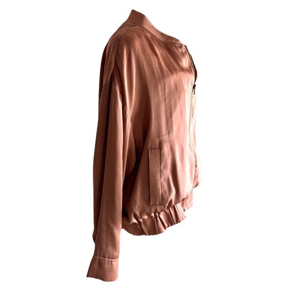 Silence + Noise Satin XLarge Zip Front Jacket Peach Anthropologie Pockets - Picture 5 of 11